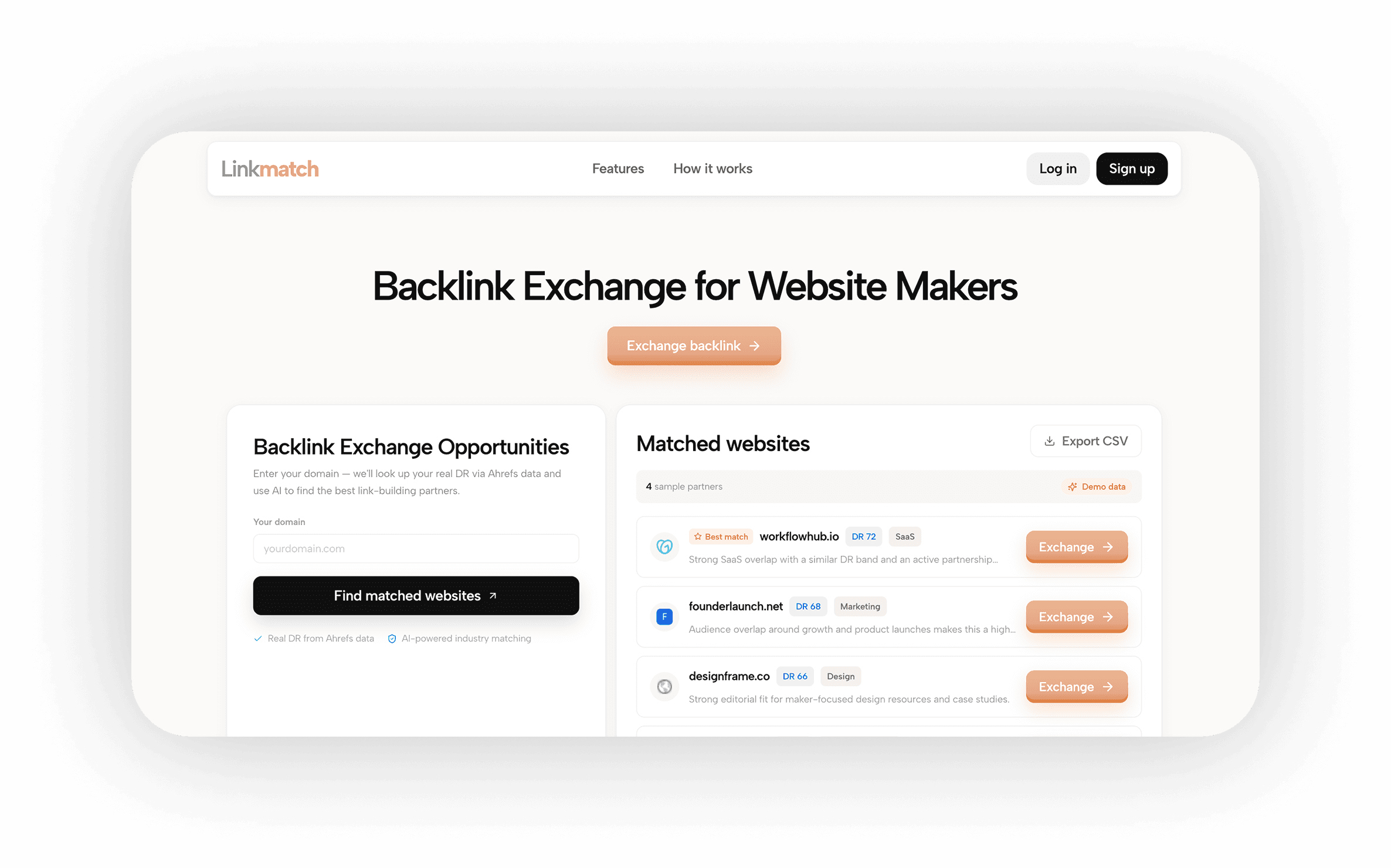 Backlink community product screenshot