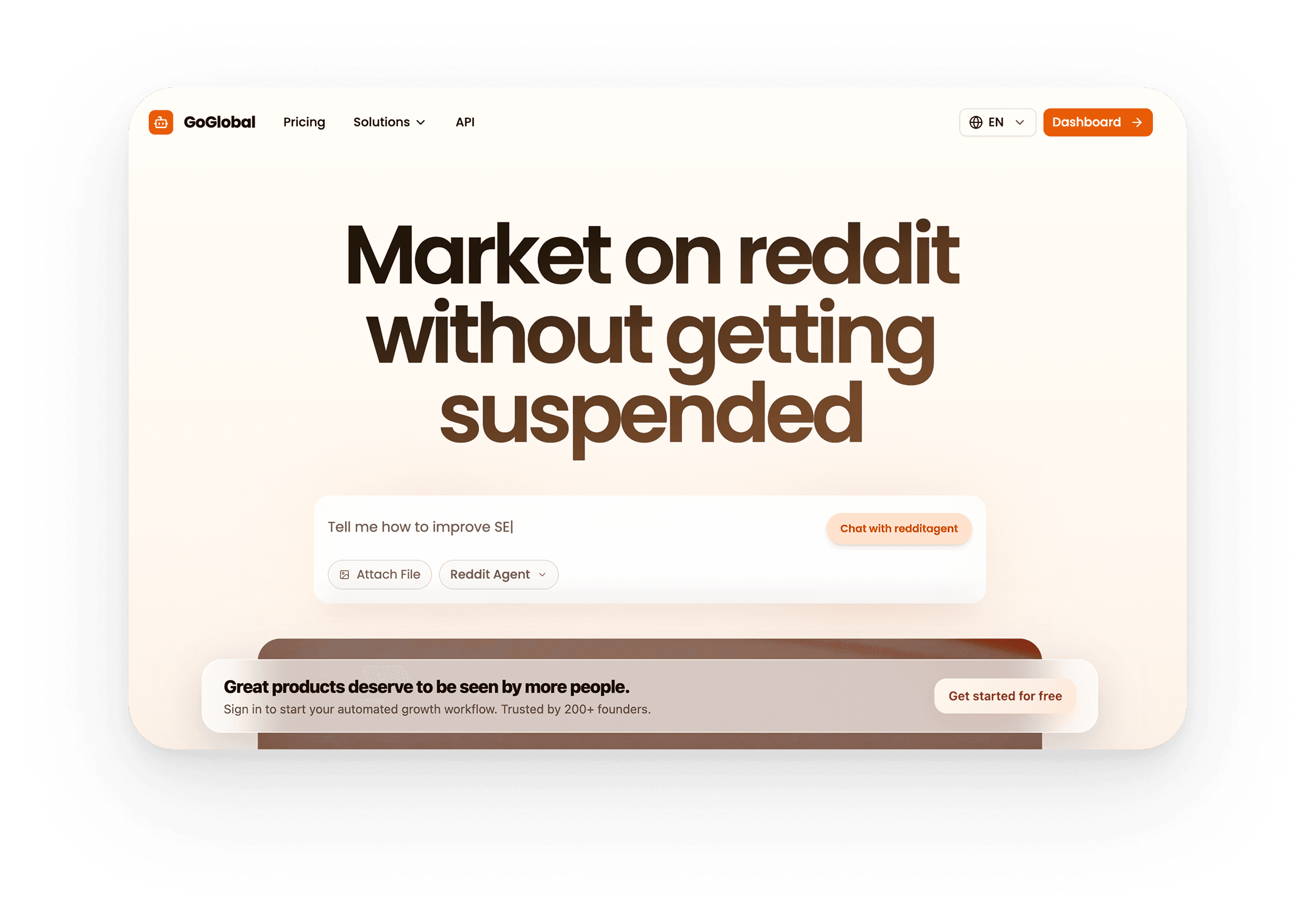 Reddit marketing agent product screenshot