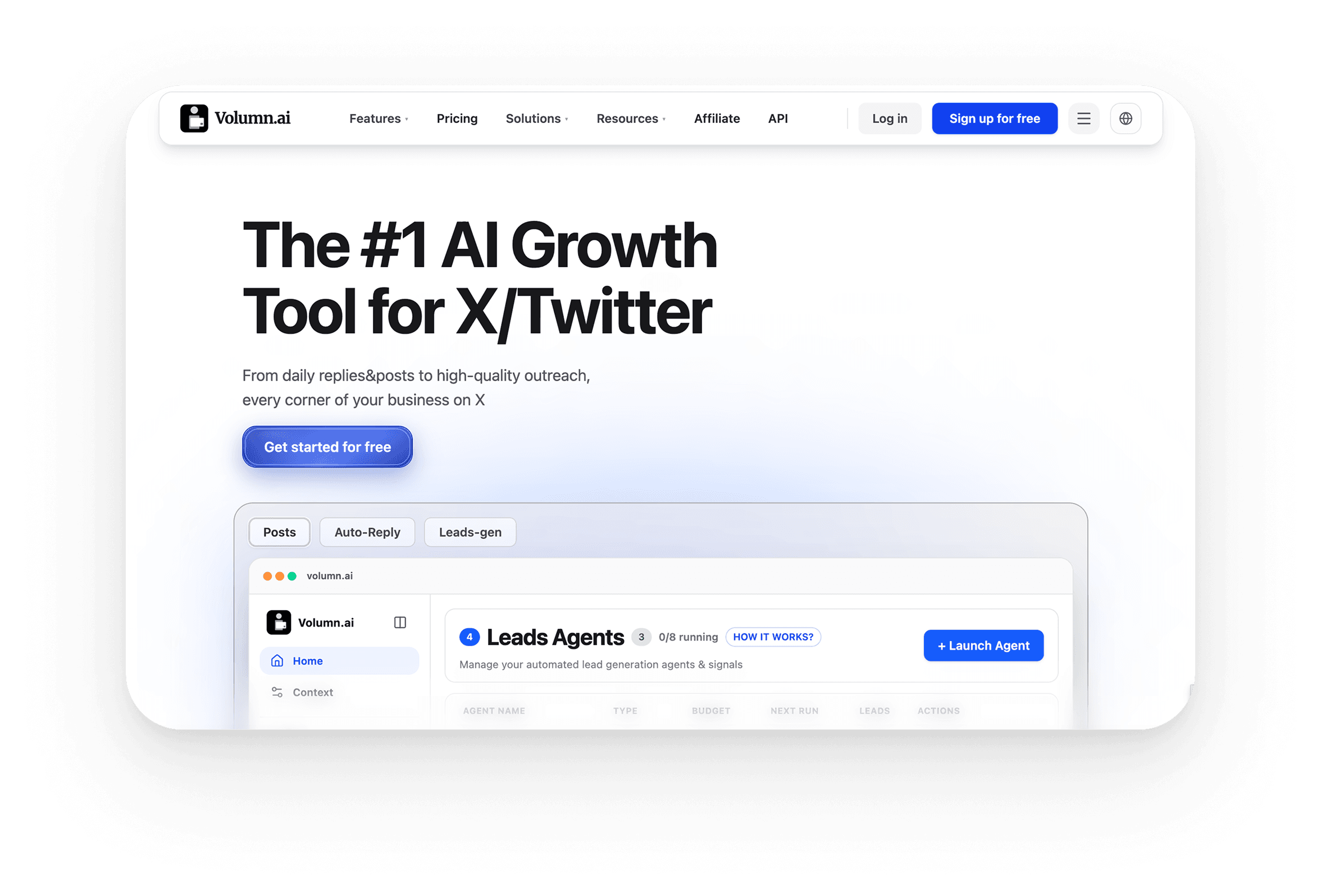 X growth agent product screenshot