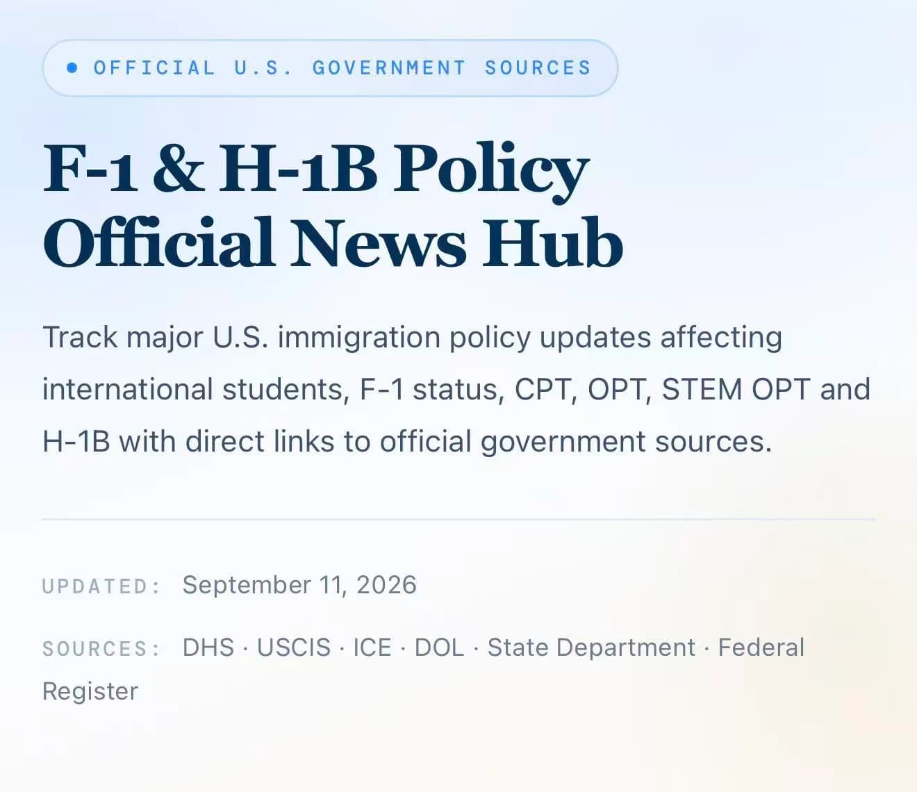 客户提供的 F-1 与 H-1B 新闻页顶部参考